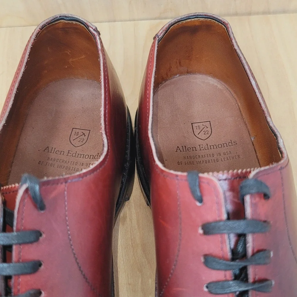 Allen Edmonds Carlyle Dress Shoes Men's Sz 11 B plain toe dark chili Dress Shoes